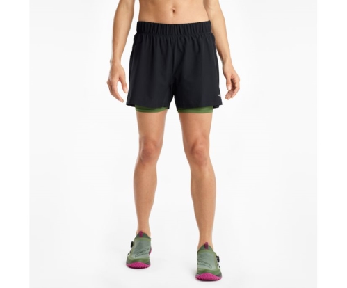 Tenis Saucony Dustcloud 2-1 Short Mujer Pantalones cortos Ropa Negras / Bronze Verde México MX-698-GL